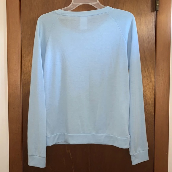 Women’s M DISNEY FROZEN QUEEN ELSA Ice Blue Soft Knit L/S Crewneck Top NWTS $34 - Picture 6 of 8